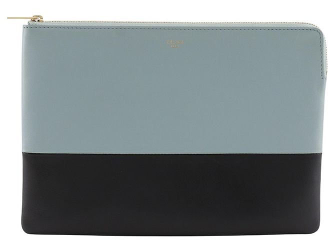 Céline Bicolor Clutch Bag von Celine Schwarz Hellblau