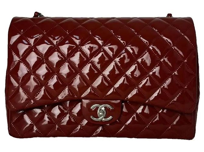 Chanel Timeless CF Maxi Handtasche aus rotem Lackleder