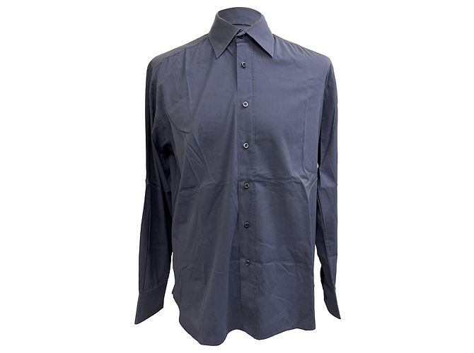 Camicia con bottoni Prada in cotone blu navy