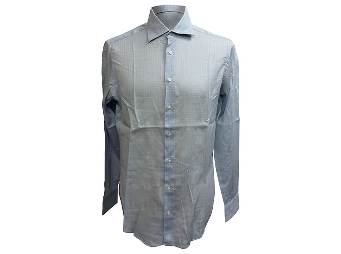 Etro Patterned Button-Down Shirt in Light Blue Cotton