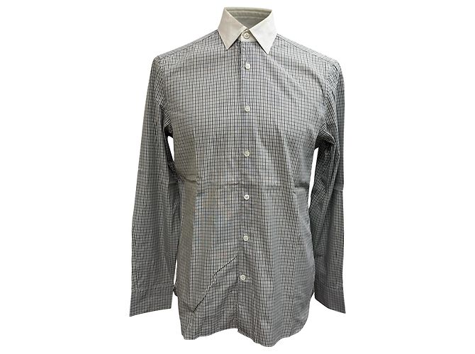 Ermenegildo Zegna Camicia button-down Z Zegna Silver Line con stampa a quadri in cotone nero e bianco