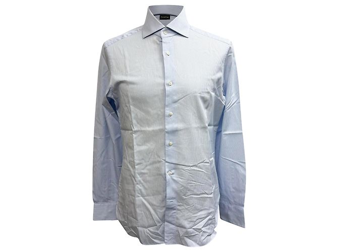 Gestreifte Button-Down-Hemd Trofeo Ermenegildo Zegna aus hellblauer Baumwolle