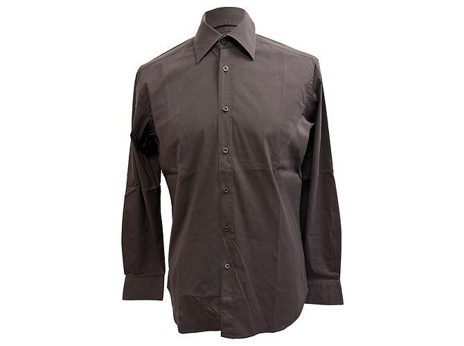 Camicia con bottoni Prada in cotone marrone Rosso