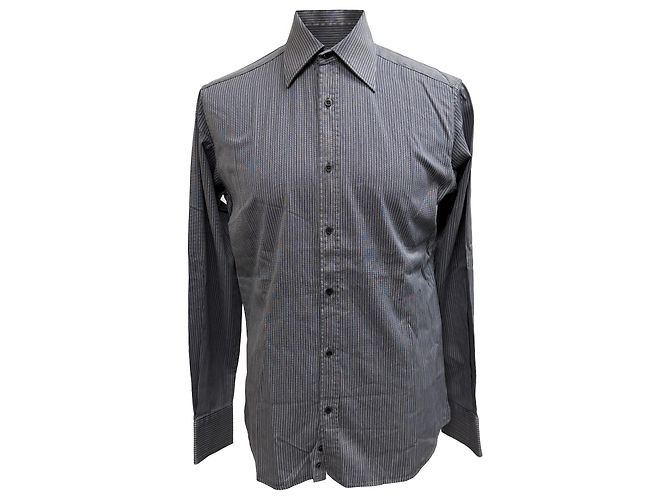 Camisa de botones a rayas Gucci en algodón gris