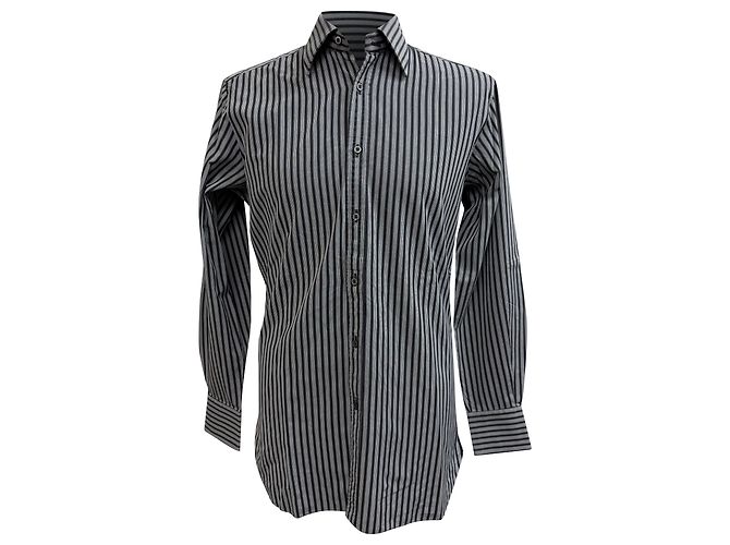Camisa de botones a rayas Gucci en algodón gris