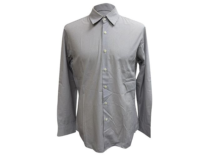 Prada Patterned Button-Down Shirt in Multicolor Cotton Grey