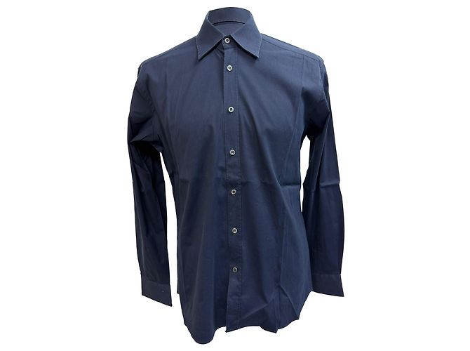 Prada Button-Down Shirt in Navy Blue Cotton