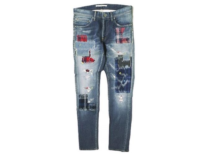 Autre Marque Pantalones de denim stretch slim de algodón Azul Azul oscuro