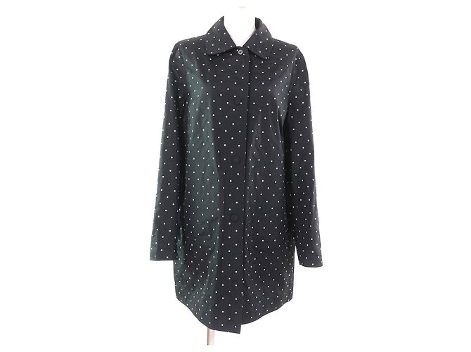 Autre Marque MooRER Dot Pattern Polyester Coat Black