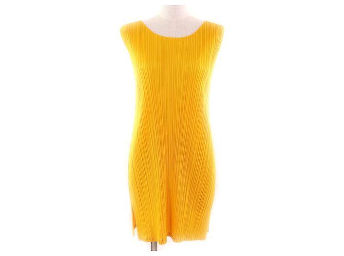 Issey Miyake Polyesterkleid PLEATS PLEASE PLEATS PLEASE Gelb