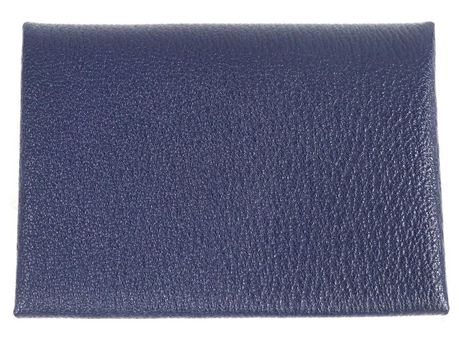 Hermès Hermes Calvi duo Coin Case Wallet Blue