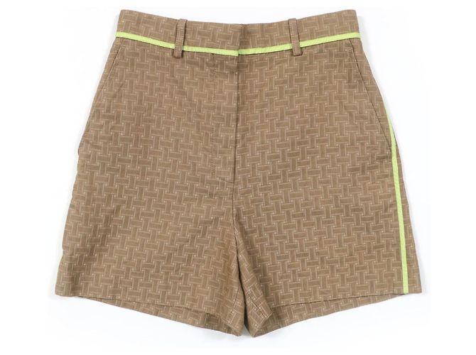 Bermuda de algodão jacquard mosaico H da Hermès Marrom