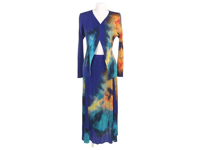 Issey Miyake PLEATS PLEASE PP61-JO506/PP61-JG503 Polyester Set Blue Multiple colors