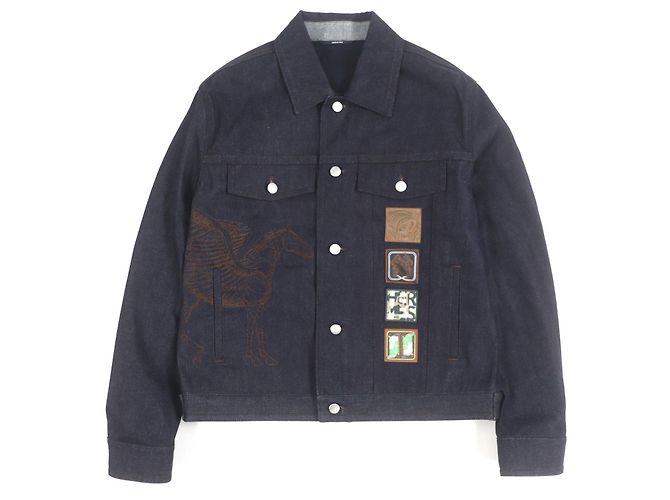 Hermès Giacca in denim di cotone Hermes Ancon au Carre Blu