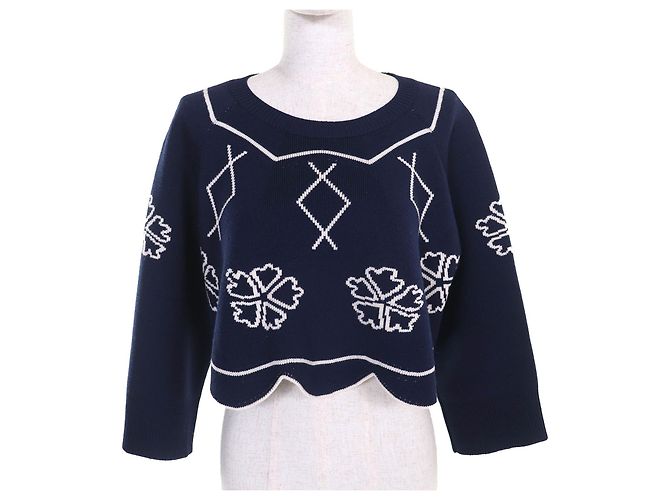 Top cropped de tricô Clover Christian Dior Azul