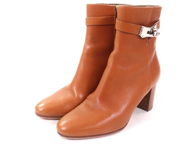 Bottes en cuir métal Kelly Saint Germain d'Hermès Marron