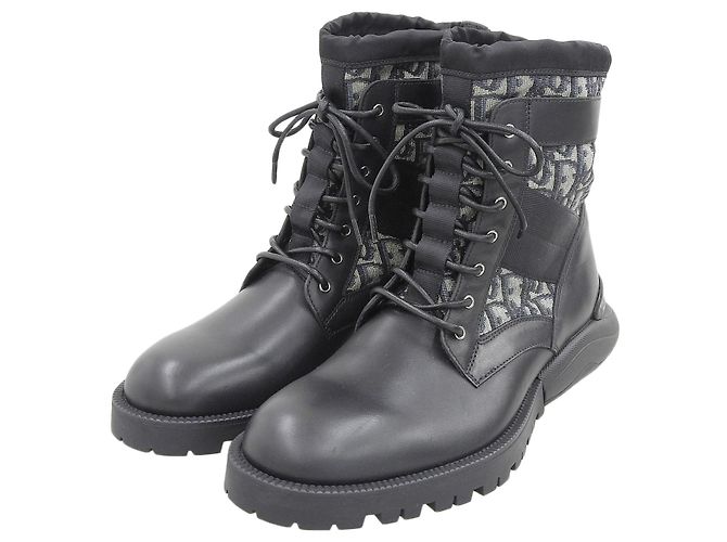 Botas de couro Dior Oblique Preto