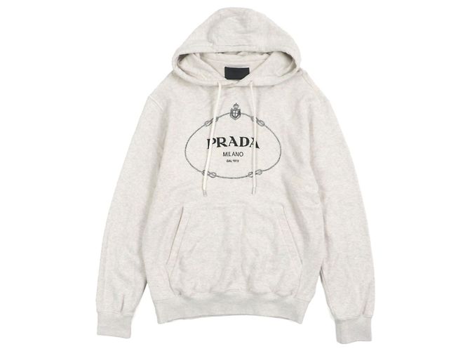 Sudadera de algodón bordada con el logo de Prada Gris