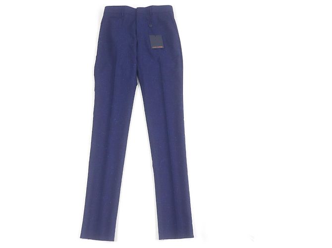 Louis Vuitton Single Slacks Wool Trousers Blue Navy blue