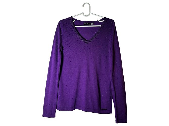 Autre Marque Pedro Del Hierro Lila Wollpullover mit Kristallen
