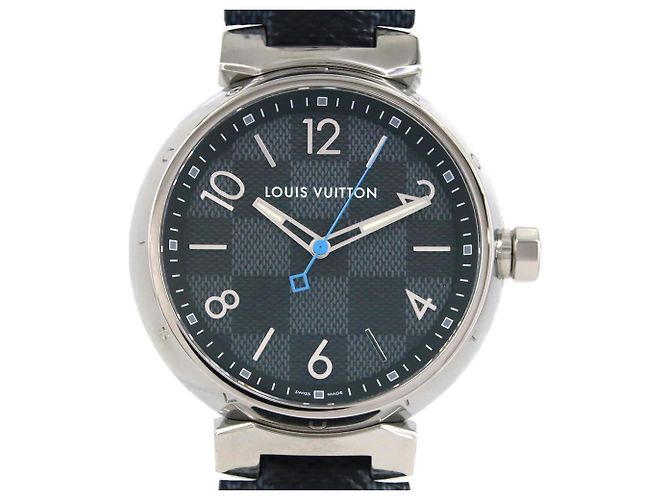 Relógio Quartz Louis Vuitton Tambour Damier Graphite QA073