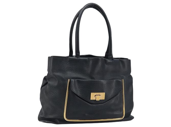Chloé Borsa Tote in Pelle Nera e Oro Chloe Sally Auth BA10963 Nero D'oro