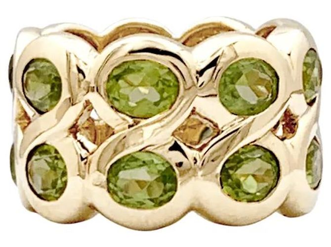 Autre Marque Gelbgold-Bandring mit Peridoten.