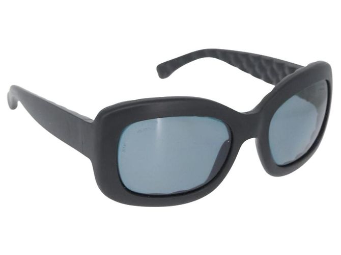 CHANEL Sunglasses plastic Black CC Auth ka2963