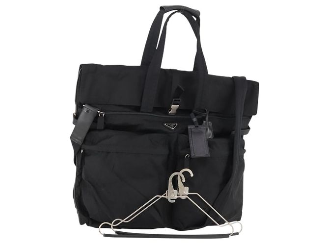 PRADA Garment Cover Nylon Black Silver Auth bs33522 Silvery