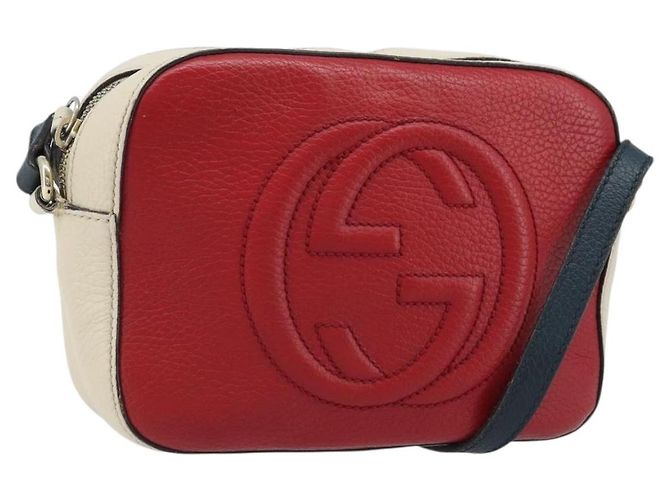 Bolsa de Ombro de Couro Vermelha e Dourada GUCCI 431567 Auth ka2941 Vermelho Dourado