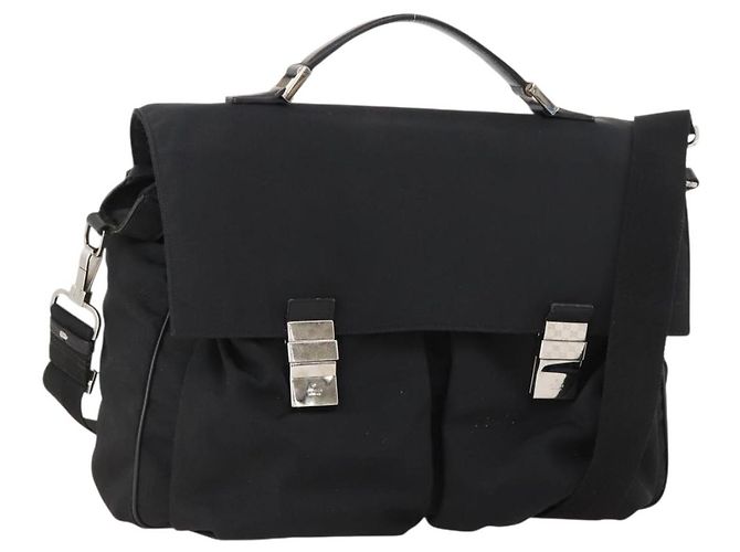 Borsa a Spalla GUCCI Nylon 2way Nera Argento Auth 172937 Nero