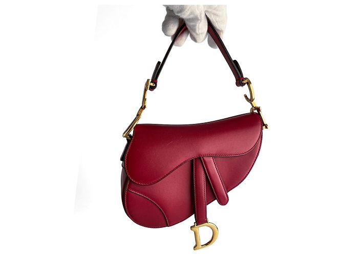 Dior Saddle Mini Ultrasmooth Kalbsleder Handtasche ohne Tragegurt Kirschrot