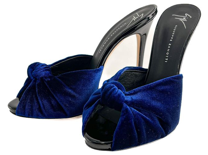 Giuseppe Zanotti Colline Sabot 110 Samt High Heel Mule 39 Blau