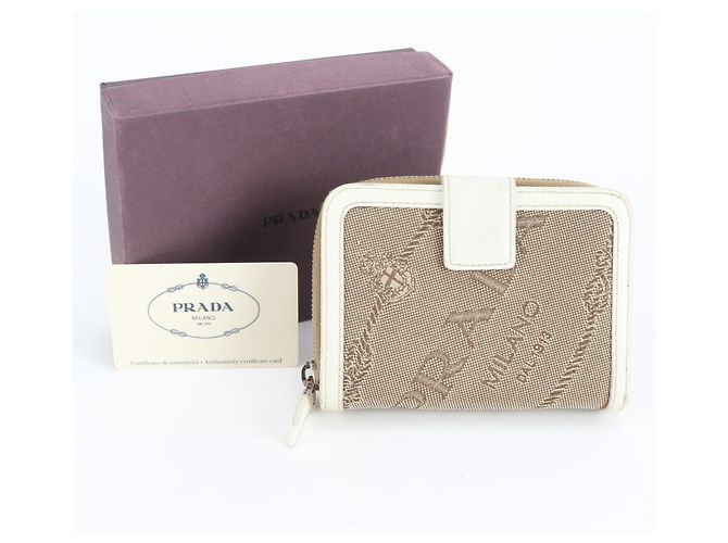 Prada Logo Jacquard Leather Bi-fold Wallet