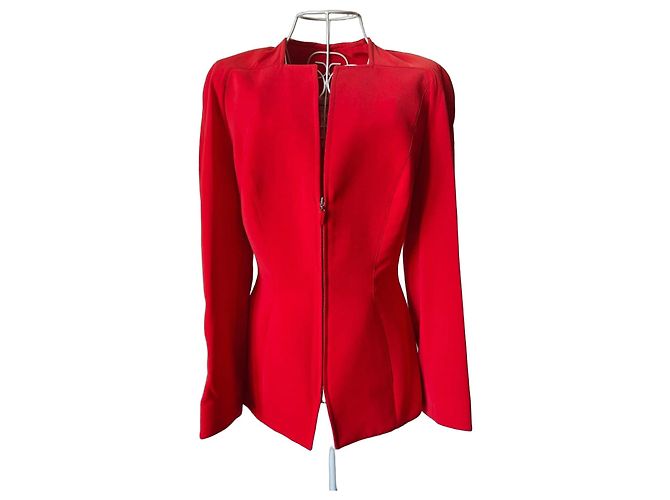 Thierry Mugler Rote Mugler-Jacke mit Reißverschluss