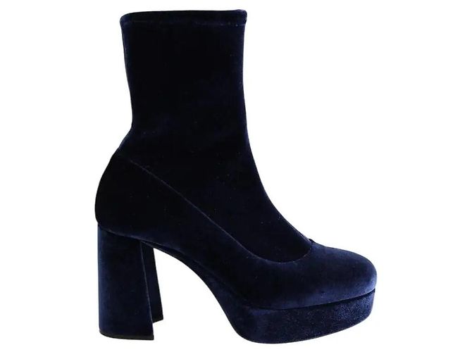 Miu Miu Botas de terciopelo azul