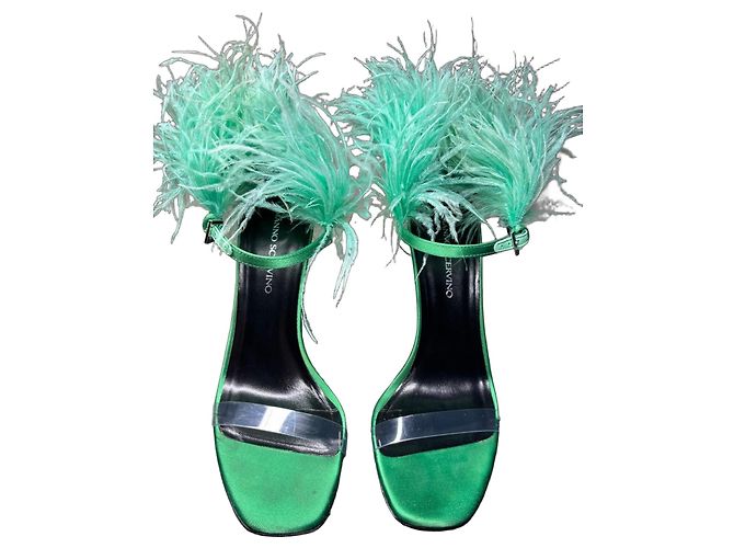 Ermanno Scervino Summer sandal with feathers Green