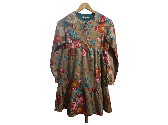 Kenzo Kids Floral Print Dress for Girls Brown Pink Red Blue Multiple colors Green Orange