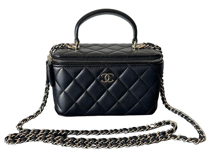 Chanel Vanity Case aus schwarzem Lammleder