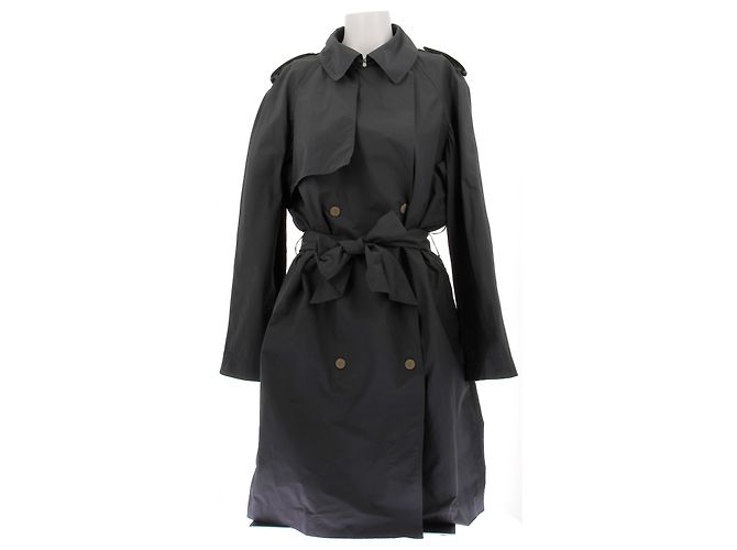Lanvin Trench largo gris antracita de algodón
