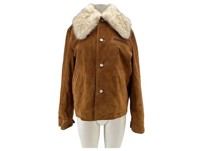 Autre Marque Giacca in pelle e pelliccia marrone