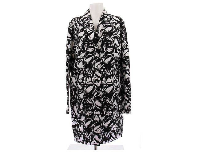 Lanvin Chaqueta larga negra y blanca de algodón Negro 
