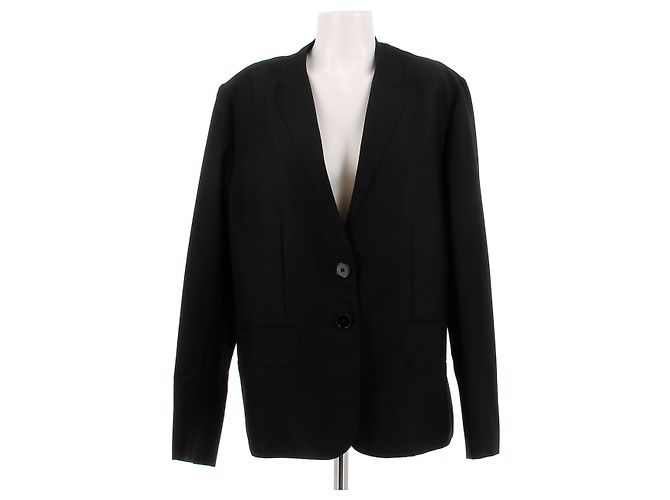 Hermès Schwarzer Blazer mit Schulterpolstern