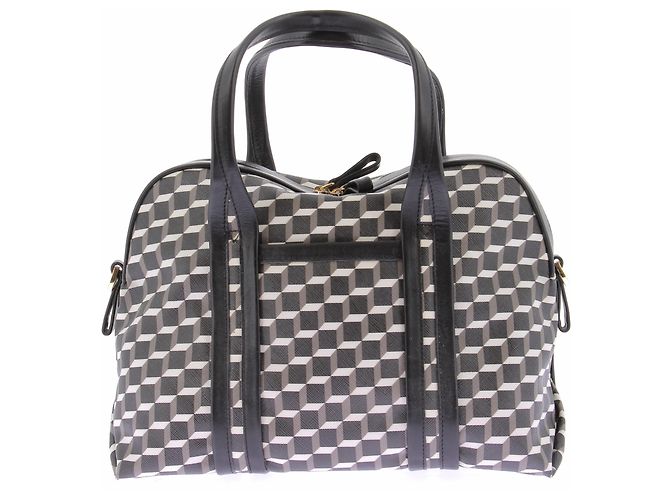 Pierre Hardy Bolsa de couro com cubos de couro e lona Preto