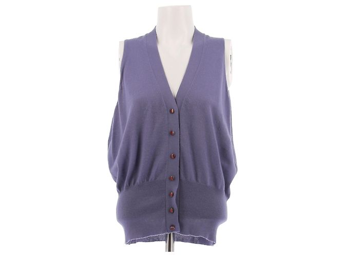 Hermès Ärmelloser lila Cashmere-Cardigan