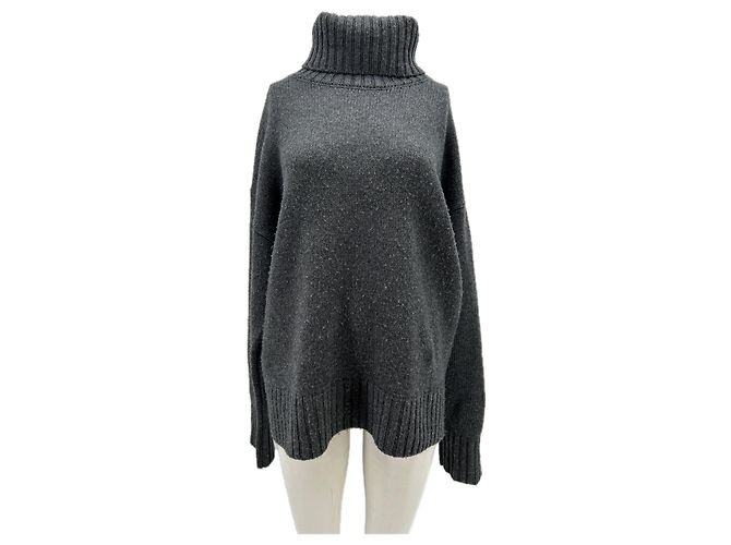 Autre Marque Grau Rollkragenpullover aus Wolle 