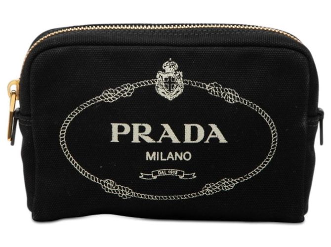 Pochette Mini Sac Canapa avec Logo Prada Noir