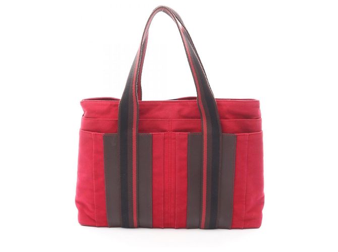 Troca Bolsa Tote Horizontal MM Hermès Marrom Preto Vermelho