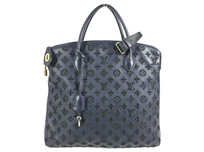 Borsa Tote Verticale Lockit in Gomma Monogram Louis Vuitton Nero Blu