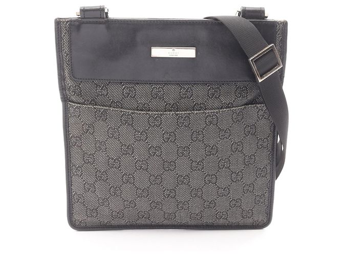 Bolsa de Ombro em Denim e Couro GG da Gucci Preto